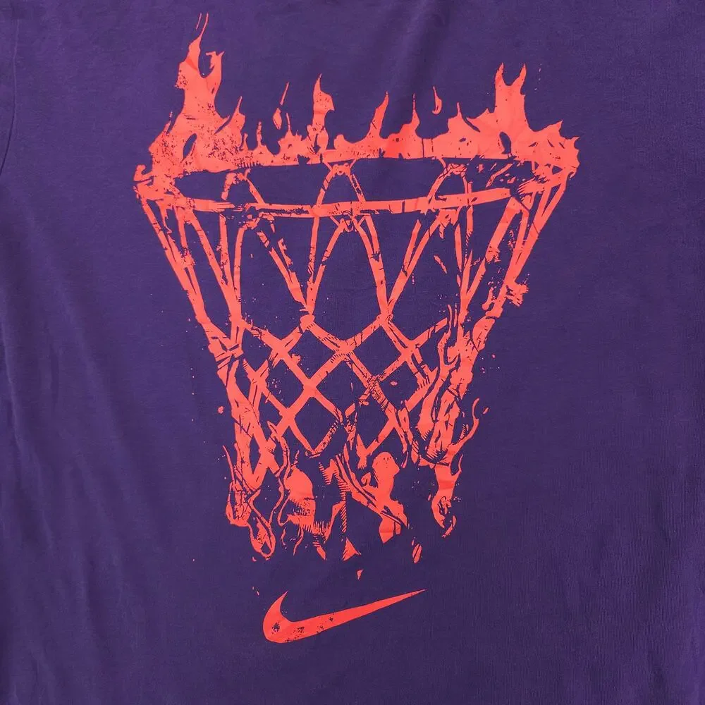 Nike Graphic Basketball Crew Neck Short Sleeve Shirt Mens Size M Purple 16986